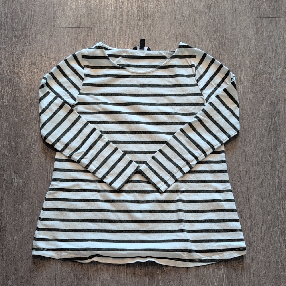 Seraphine Black and White Striped Long Sleeve Top